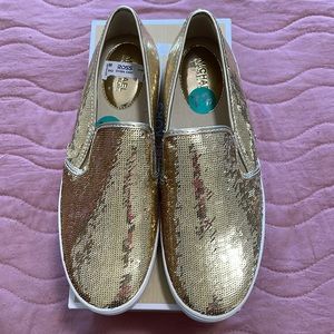 Micheal Kors Gold slip ons new